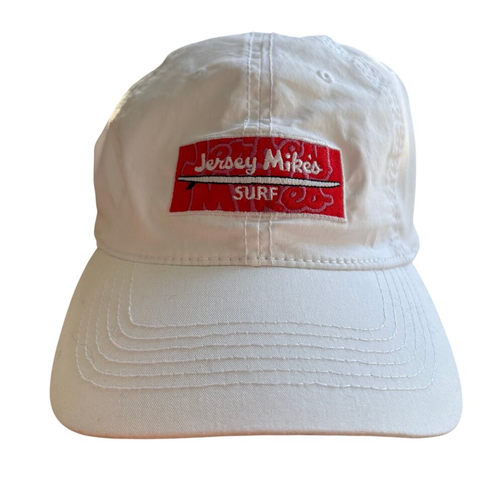 BRAND NEW Jersey Mike’s SURF White Strap Hat Dad Cap Employee Uniform Adjustable